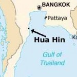 Hua hin kartta josta näkyy etäisyys pääkaupunki Bangkokiin.